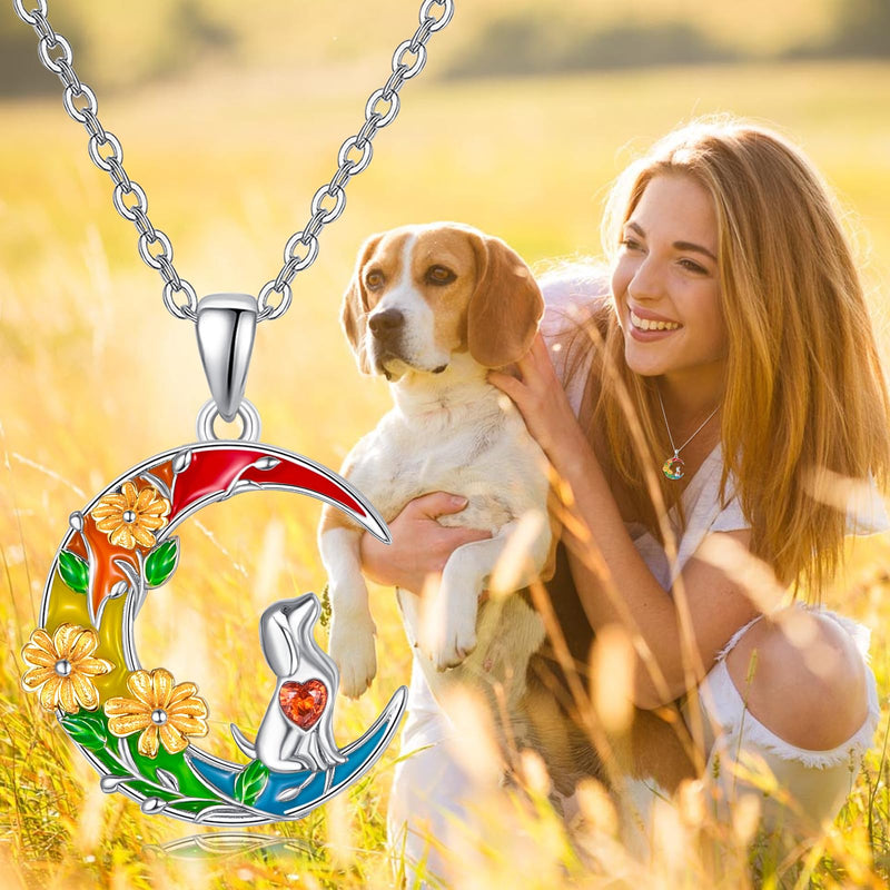 Rainbow Bridge Dog Cat Memorial Gifts Necklace Sterling Silver Jewelry Pet Memorial Gifts for Loss of Dogs Bereavement Gifts Sympathy Gift Dog and Flower - PawsPlanet Australia