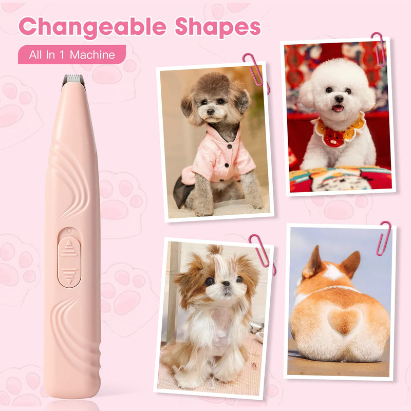 Dog Paw Trimmers, Cat Paw Clippers Low Noise Cordless Electric Mini Pet Clippers for Small & Medium Pets (Pink) Pink - PawsPlanet Australia
