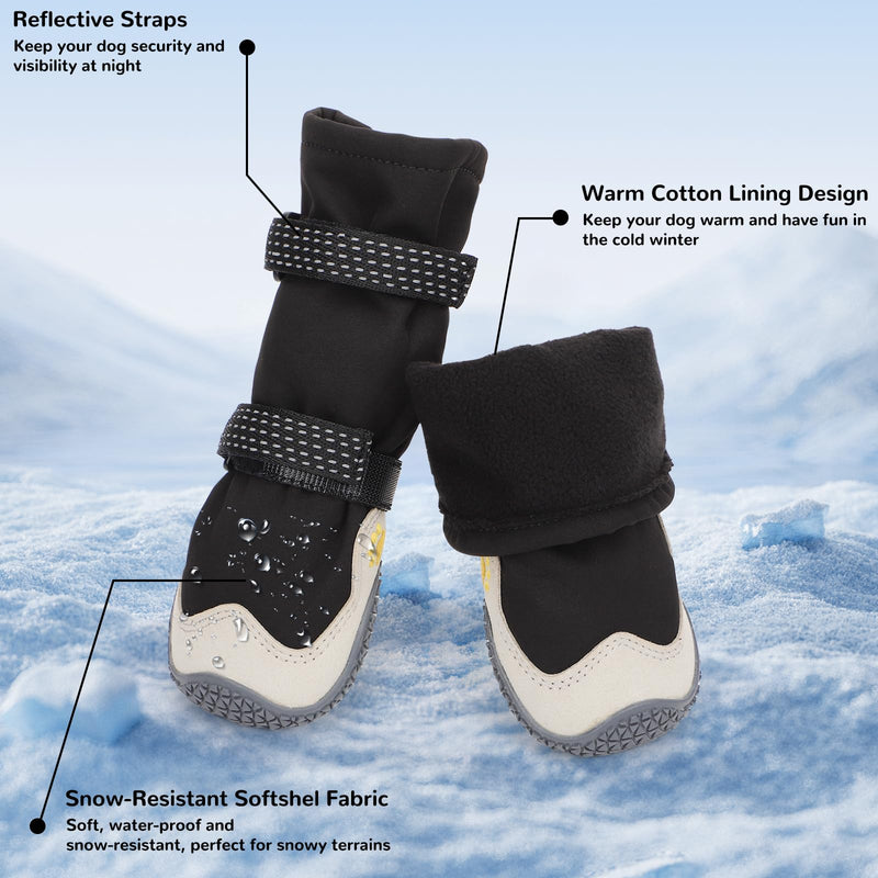 Dog Shoes for Large Small Medium Dogs, Dog Snow Boots Winter, Dog Booties and Paw Protectors to Prevent Licking, Anti-Slip Dog Shoes with Reflective for Hot Pavement,Hardwood Floors, Hiking (Size 1) Thin wool-Black Size 1 (For Width 1.4"-1.6")