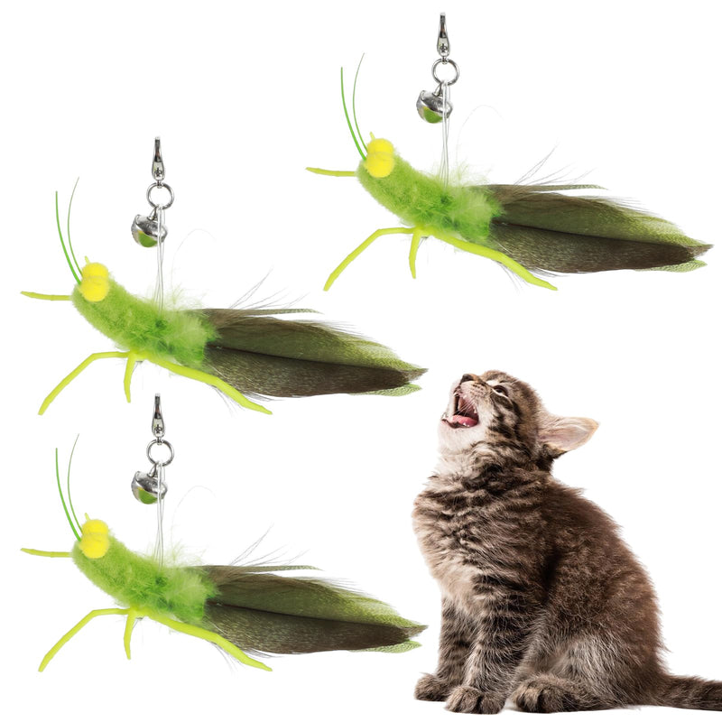 Cat Feather Toys Refills 3 Pack Insects Grasshopper Cat Toy Wand Fun Replacement Feathers Small Cats Interactive Toys Hanging Toy Attachments for Indoor Kittens Cats Teaser Wand Accessory - PawsPlanet Australia