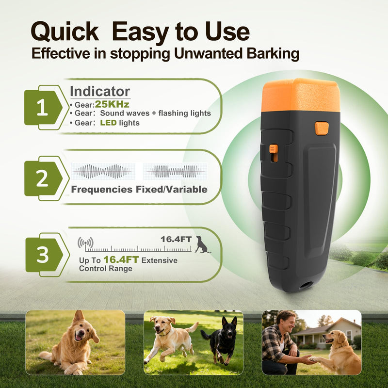 Bark Deterrent Training Device, Rechargeable Ultrasonic Anti Barking Device for Dogs, Dog Bark Control Devices Safe for Dogs & Human Portable Indoor Outdoor, Dog Training & Behavior Aids - PawsPlanet Australia