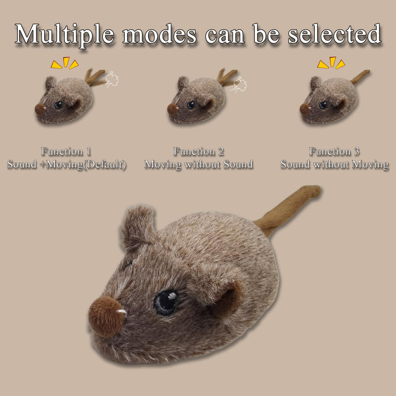 Cat Toys Squeaky Rechargeable Moving Mouse with Dynamic Magic Tail, Automatic Self Play Mouse Interactive Cat Toy for Indoor Cats, Kitten's Electric Multi-Mode Activated Mouse Toy (Brown) BROWN - PawsPlanet Australia