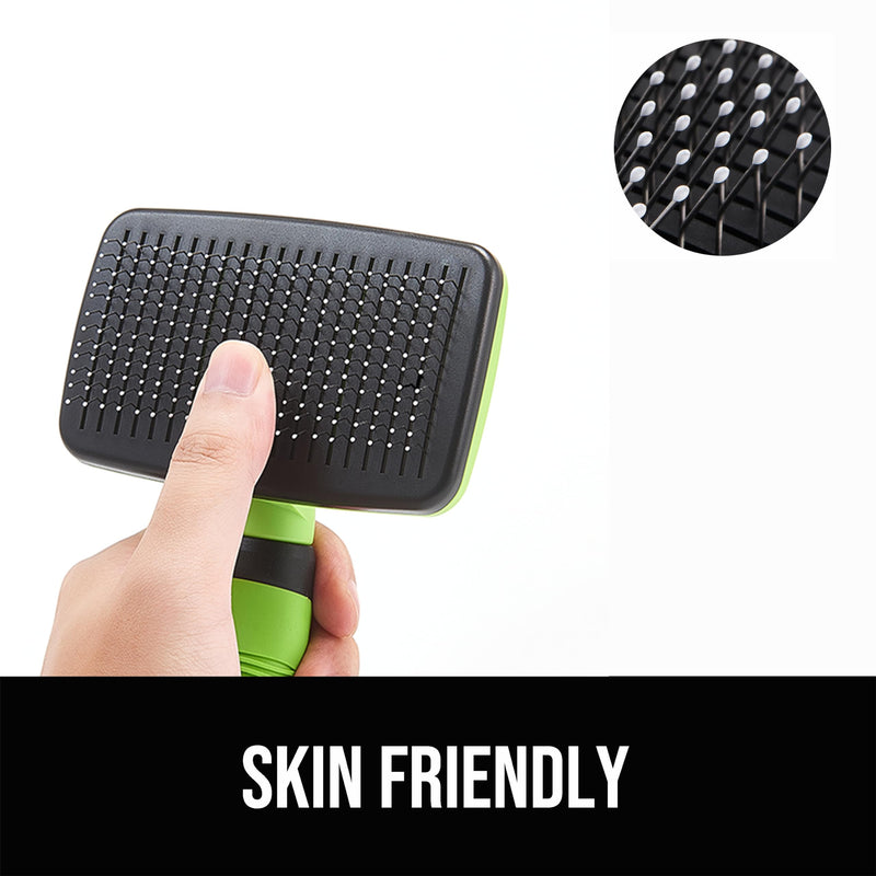 Self Cleaning Slicker Brush for Dogs& Cats, Skin Friendly Grooming Brush for Shedding Long&Short Haired Dogs& Cats, Deshedding Pet Supplies Accessories, Green