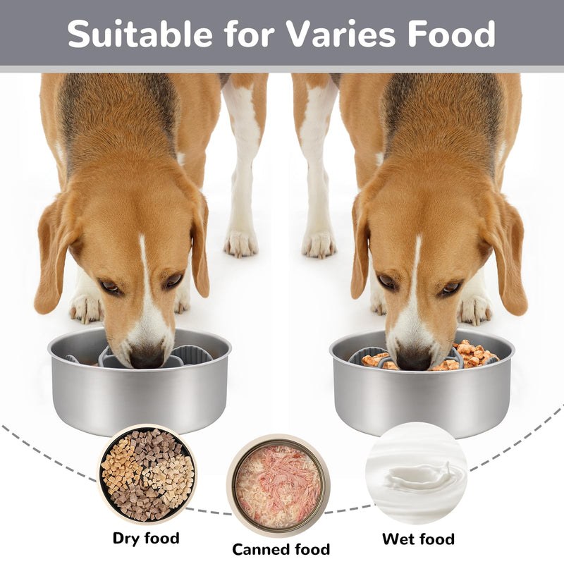 MateeyLife Slow Feeder Dog Bowls Large Breed & Medium Breed with Suction Cups Cuttable Dog Slow Feeder Bowl, Slow Feeder Insert Fits Dog Bowls Slow Feeder with Metal Slow Feeder Dog Bowl (Gray) A/Gray - PawsPlanet Australia