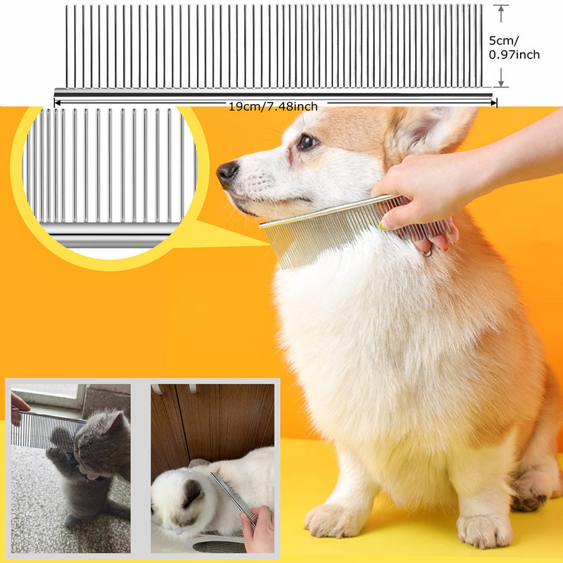 Grooming Rake Undercoat Brush for Dogs Long Hair, Long Tooth Undercoat Rake + Stainless Steel Dog Comb, Deshedding Tool Set for Husky Long-haired Cats - PawsPlanet Australia