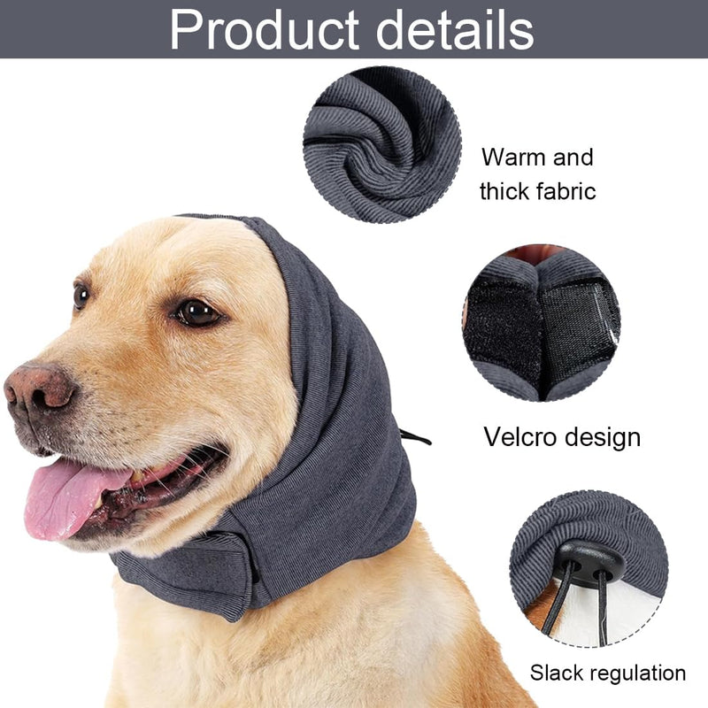 1 Piece Grey Soothing Earmuffs for Dogs, Pet Bandana, Easy Clean Head Guard for Dogs with Adjustable Self-Adhesive Tape