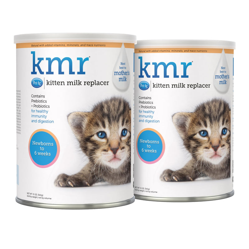 Pet-Ag KMR Kitten Milk Replacer Powder - 12 oz, Pack of 2 - Powdered Kitten Formula with Prebiotics, Probiotics & Vitamins for Kittens Newborn to Six Weeks Old - Easy to Digest