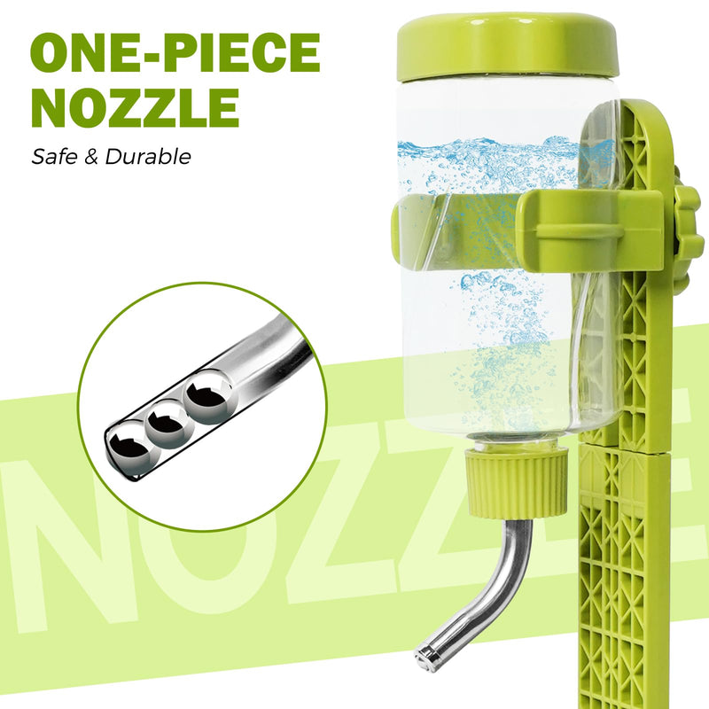 Vannon 13oz Pet Standing Water Dispenser Top Fill Pet Water Bottle Dispenser with Stand Pet Slow Water Bottle for Small Animals, BPA Free, Adjustable Height, Green - PawsPlanet Australia