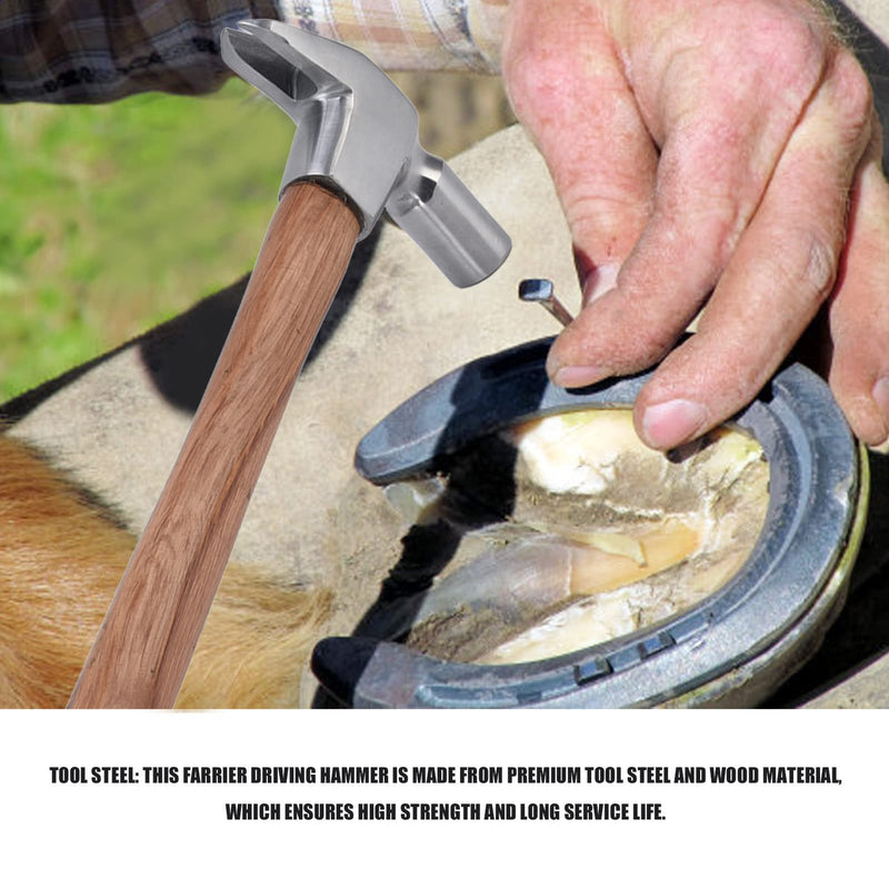 Farrier Driving Hammer, Wooden Handle Horse Shoe Nailing Hammer for Horse Shoeing Hoof Care for Horse Shoeing Hoof Care