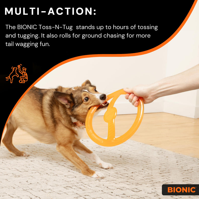 BIONIC Toss-N-Tug Dog Toy - High-Visibility Ultimate Multi-Action Dog Toy - PawsPlanet Australia