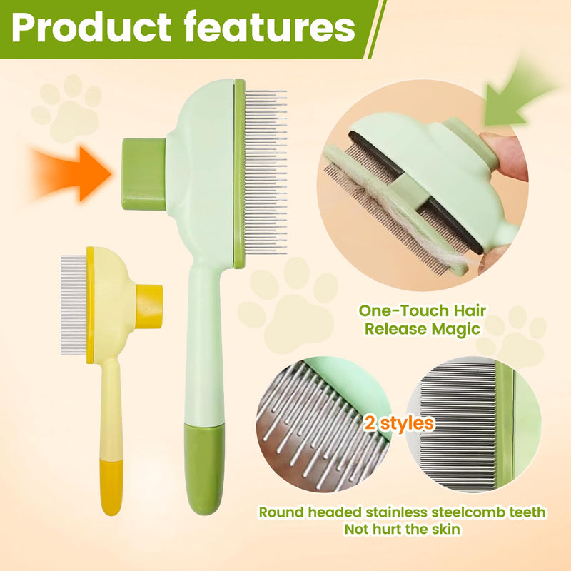 6 Pack Flea Comb for Cats & Dogs - Self Cleaning Pet Comb Grooming Brush with Long & Short Stainless Steel Teeth for Shedding Pet Hair Removal Comb with Pets Toothbrush Finger Brushes (1set) 1set - PawsPlanet Australia