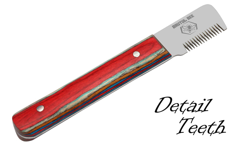 Brutul Bee Dog Grooming Coat Stripping Knife Stripper Trimmer Tool Wooded Handle Stripping Knives Set of 6 in Stainless Steel Non-Slip Tools for Grooming Dogs (Multi) Multicolor - PawsPlanet Australia