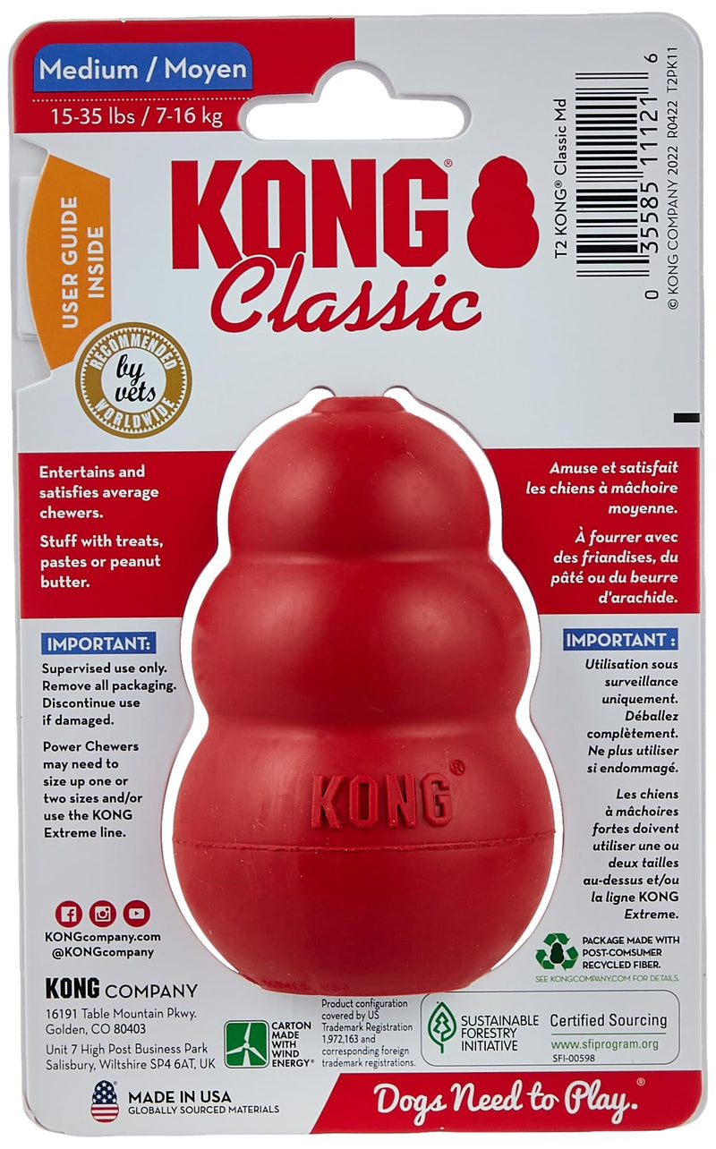 KONG Classic Medium Dog Toy Red Medium Pack of 2