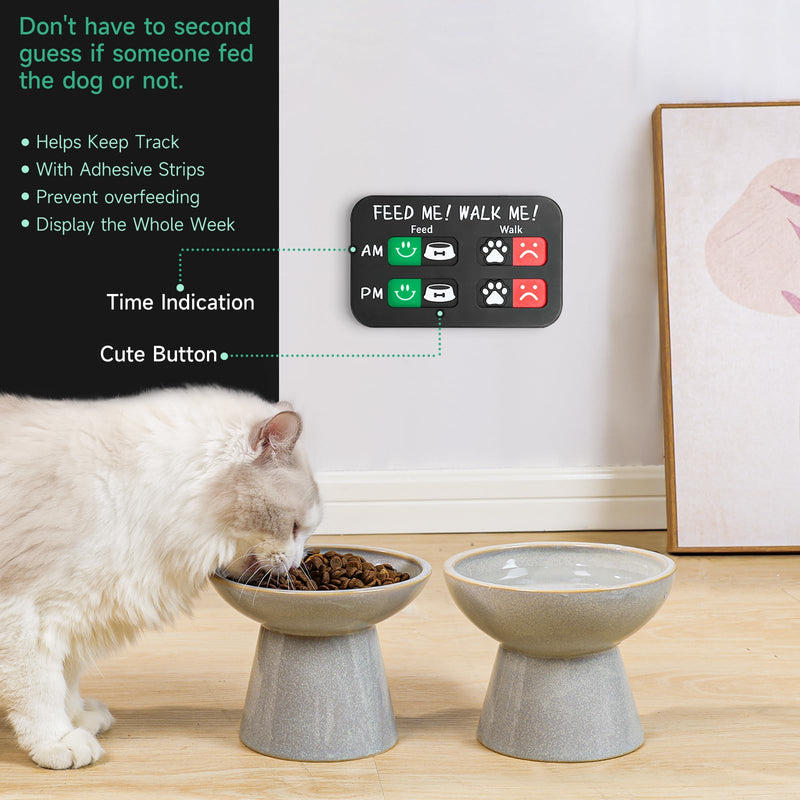 YAUYIK Pet Feeding Reminder, Magnetic Reminder Sticker, AM/PM Daily Indication Chart Feed/Walk Your Pets, Fridge Magnets and Double Sided Tape, Helps You to Track Pet Feeding & Walking (Black) Black-Feed Me! Walk me! - PawsPlanet Australia