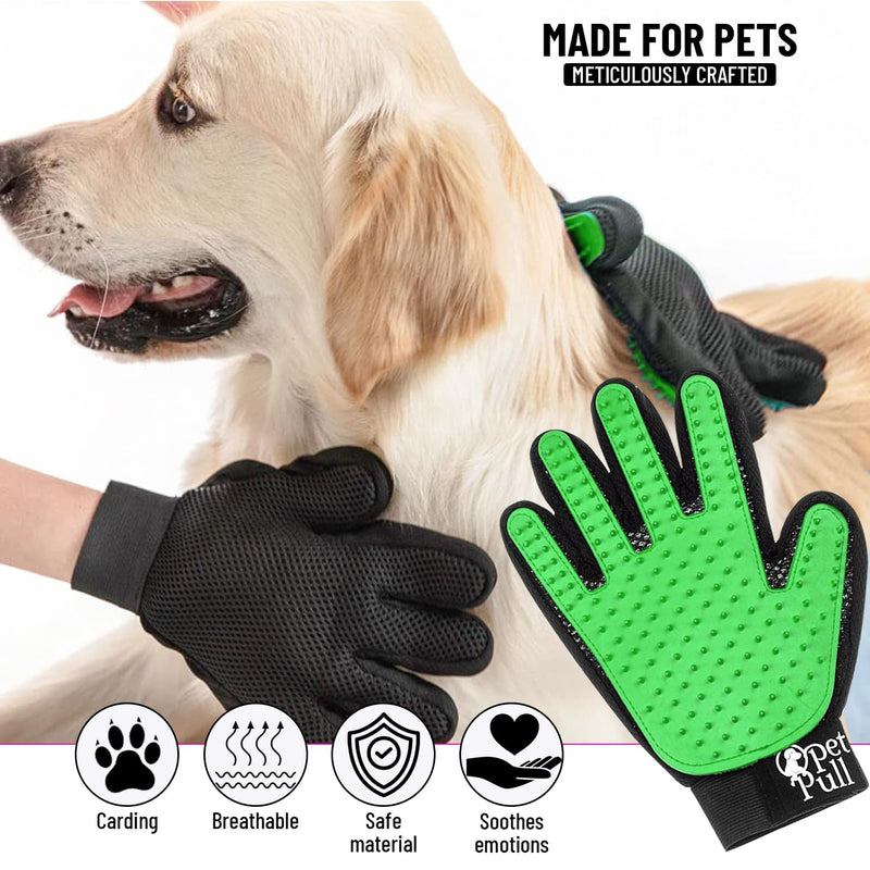 Pet Grooming Gloves with 259 Silicone Tips - Pet Hair Removal Tool Gentle Shedding Dog Washing Gloves - Deshedding Brush Hair Remover Mitts for Dogs & Cats for Long and Short Hair (Green) GREEN - PawsPlanet Australia