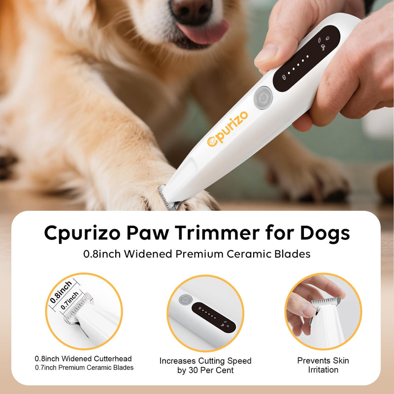 Dog Paw Trimmer with Led Display, 35db Dogs Grooming Clippers Kit with Led Light, Waterproof, Rechargeable Paw Trimmer for Grooming Dog and Cat Hair Around Paw Face Ears Eyes Buttocks White - PawsPlanet Australia