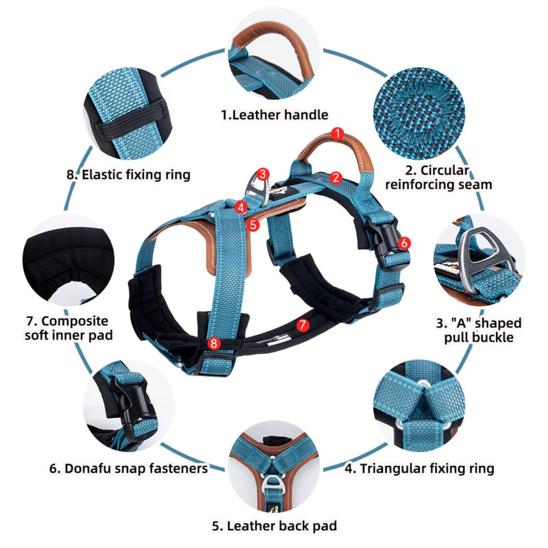 Reflective Dog Harness, Adjustable L-Shape Vest for Small Medium Large Dogs, No Pull Pet Harness for Walking and Training, Enhanced Comfort and Safety (Pack of 1 Blue, S) - PawsPlanet Australia