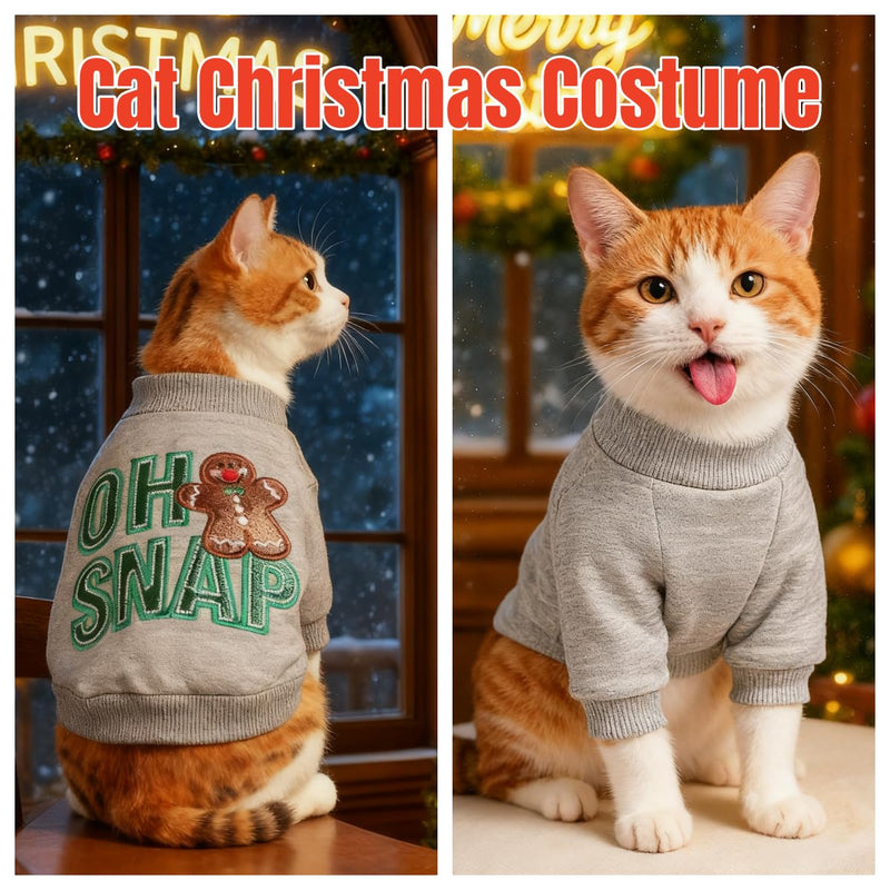 Christmas Pet Sweatshirt Coat with Gingerbread Design - Perfect Pet Christmas Outfit for Dogs and Cats (Medium, Gingerbread Coat) Medium - PawsPlanet Australia