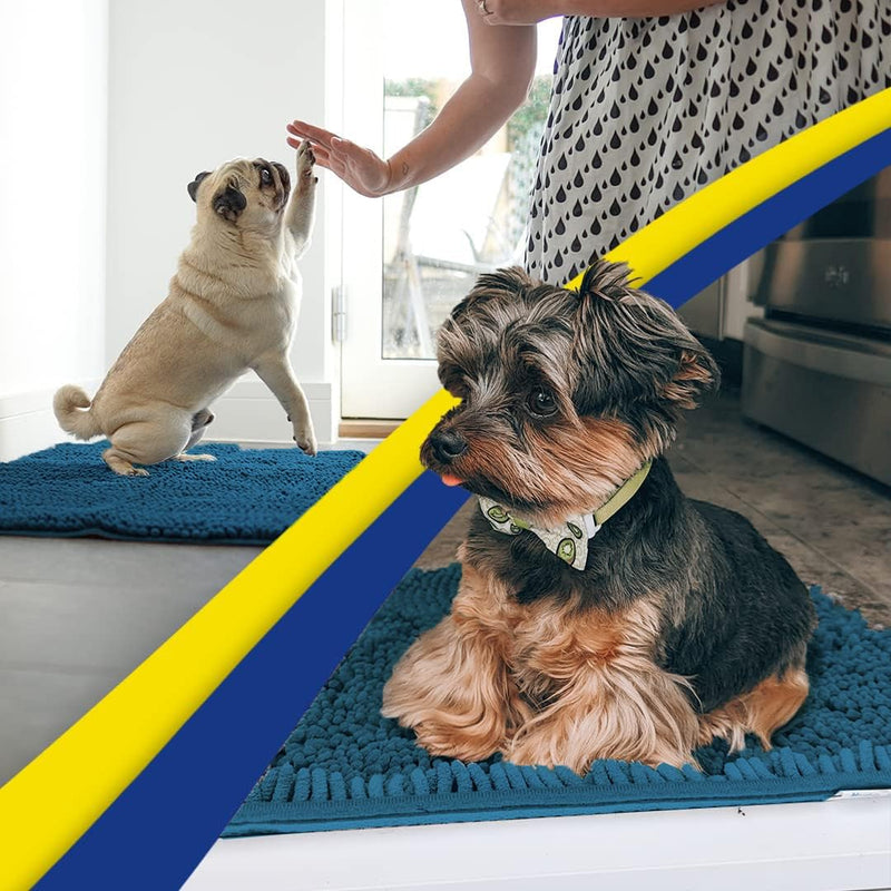 Muddy Mat® | Super Absorbent Door Mat Indoor, Microfiber Quick Dry Chenille Entryway Rug, Non-Slip Front Door Mat, Indoor Mats for Entryway, Machine Washable Pet Rug, Atlantic Blue 30"x19" 19" x 30"