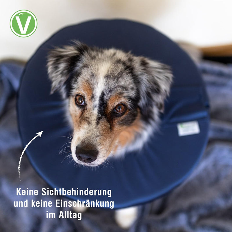 Vetlando Lick Protection Collar - Neck Collar for Dogs and Cats, Comfortable Alternative to Plastic Neck Collar, No Visual Impairment, Water-Repellent, Washable - L Circumference 43-48 cm, Diameter 50 cm, Blue