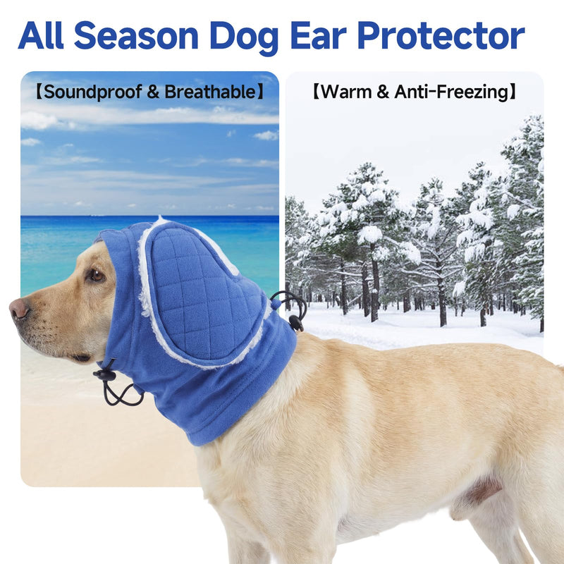 Dog Ear Muffs for Noise Protection – Dog Ear Defenders Calming Hoodie for Anxiety Relief, Anti Scratch Ear Wrap for Grooming Blow Drying Fireworks Thunder (Blue, S) Blue