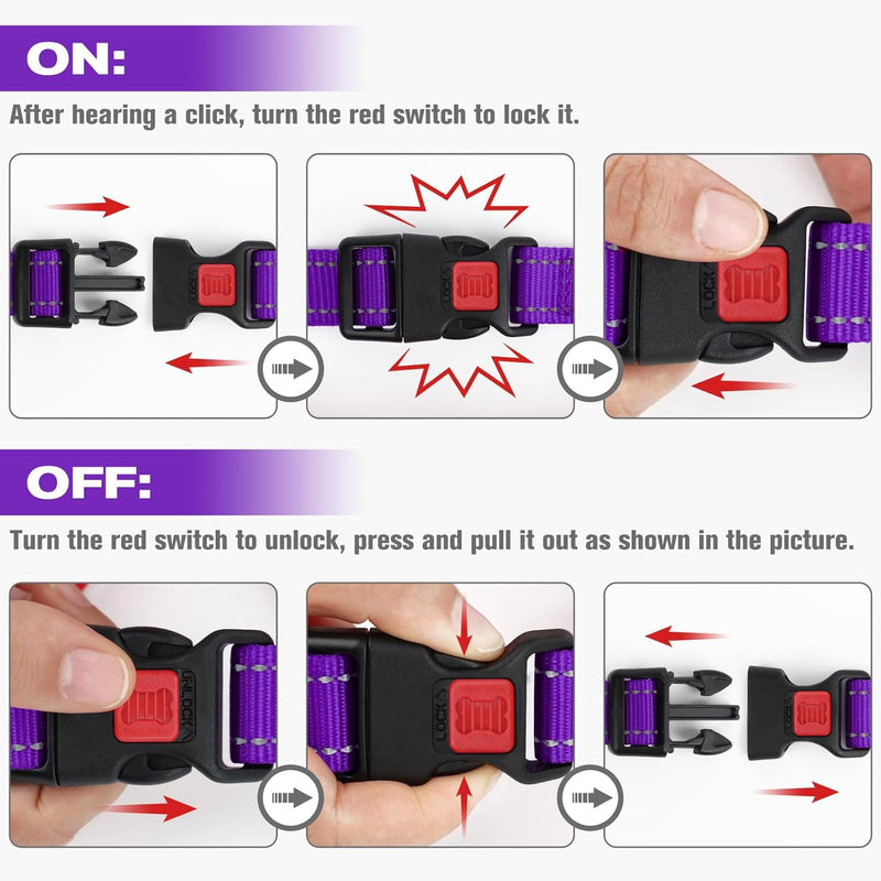 Joytale Martingale Collar for Dogs, Reflective Heavy Duty for Safety, Quick Release Buckle, Adjustable Nylon Collars for Small Dogs Walking Training, Purple, S - PawsPlanet Australia