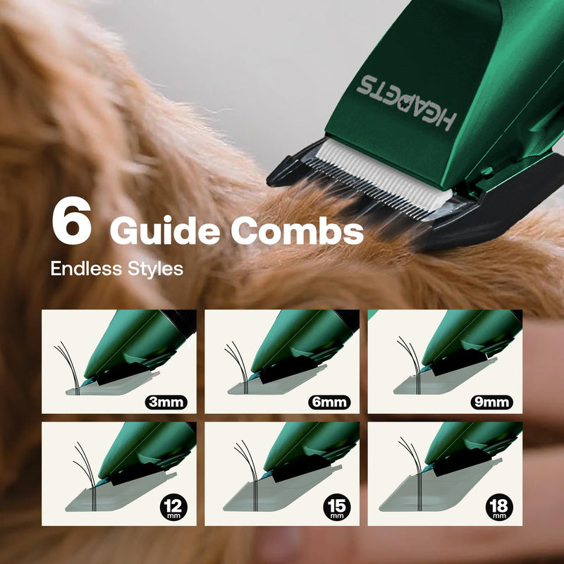 Dog Clippers for Grooming, Low Noise, Electric Quiet, Adjustable Clipper Comb, Rechargeable Cordless Dog Hair Clippers for Dogs Cats Pets, Green - PawsPlanet Australia