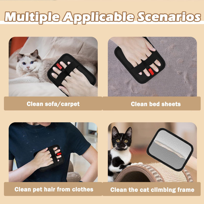 QQM 2026 Upgraded Pet Hair Remover Glove, Double-Sided Reusable Electrostatic Grooming Mitt for Cats & Dogs, Effective Fur Removal from Furniture, Couch, Carpet, Clothes, Bed & Car Seats