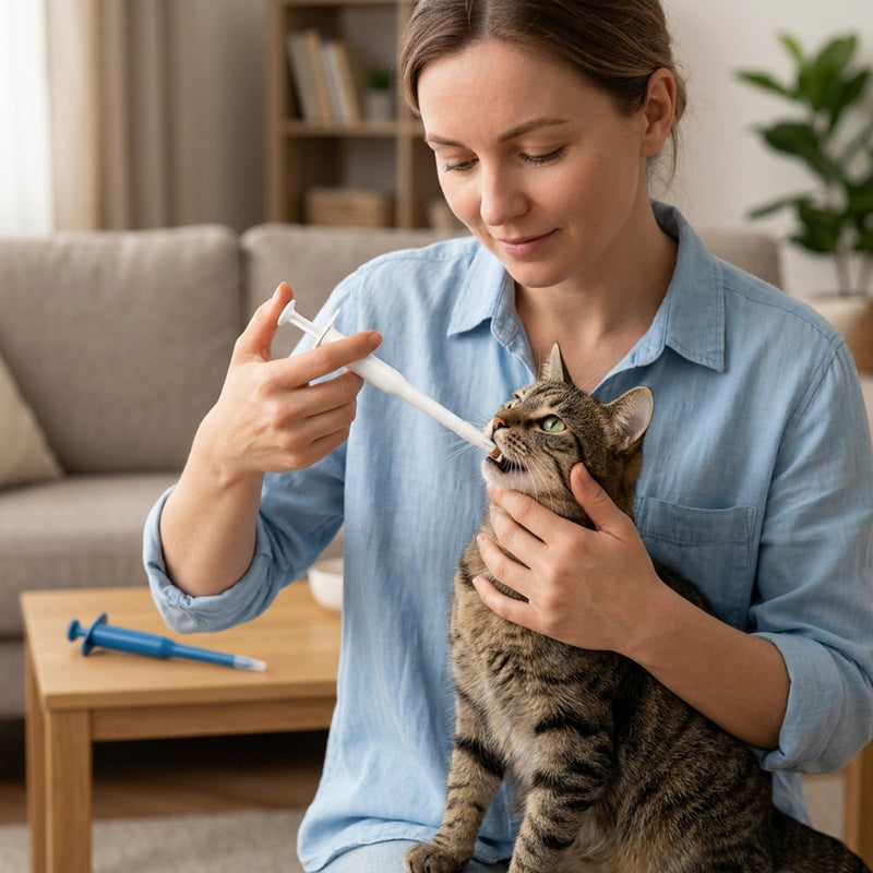 2 Pieces Tablet Dispenser for Cats, Tablet Dispenser for Cats, Tablet Dispenser for Cats, Pill Dispenser for Pets, Pill Launcher for Dogs and Cats, Reusable, Blue and White
