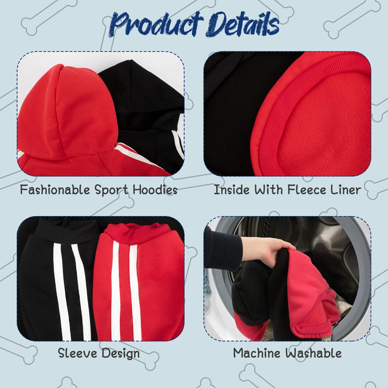 Rypet 2 Packs Basic Dog Hoodie Pet Clothes Sweater with Hat, Casual Sports Hoodie Sweatshirt for Medium Large Dogs 7XL(Chest: 30.7", Back: 24.8") - PawsPlanet Australia