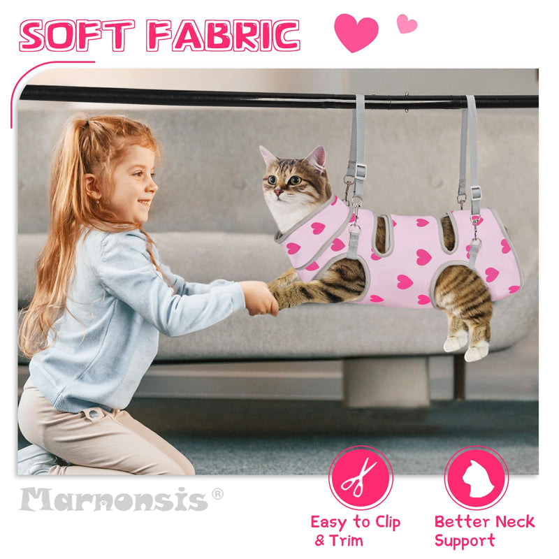 Cat Grooming Hammock, Self-Adherent Wrap for Cutting Nails, Anti-Escape Calming Grooming Bag for Medicine, Nail Clipping, Teeth Brushing, Ear Cleaning (Love, L（WT: 9-18 lbs）) L（WT: 9-18 lbs） Love - PawsPlanet Australia