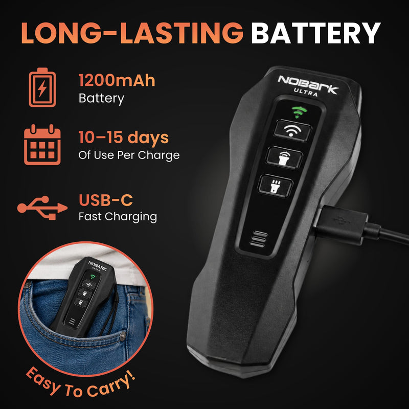 NoBark Ultra Dog Trainer - Rechargeable Ultrasonic Anti Barking Device for Dogs, Bark Deterrent & Outdoor Dog Repellent | Handheld Sonic Dog Training Tool with LED Flashlight & Laser