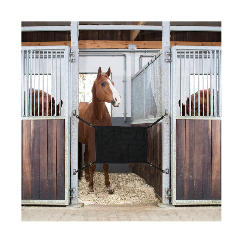 Horse Stall Guard with Swivel Snap Hook,Horse Stall Aisle Guard Fence with Ajustable Straps Strong Metal Push Gate Clip Equestrian Products (Black) Black - PawsPlanet Australia