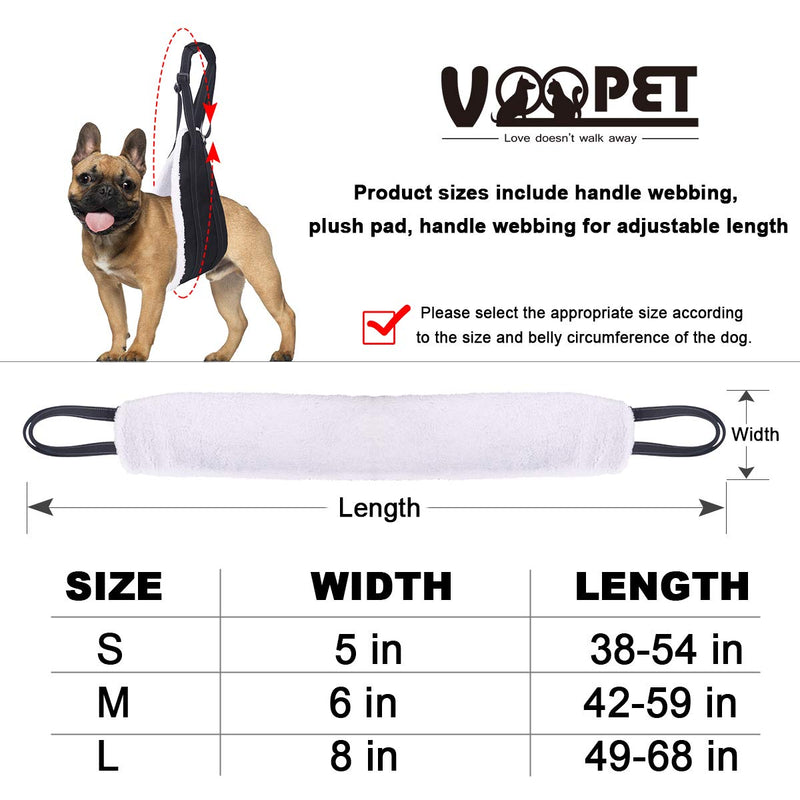 VOOPET Dog Sling, Help Lift Back Legs, Portable Hip Support Harness Assist Lift Dogs Rear for Canine Aid - Pet Lift Harness for Small Medium & Large Dogs Hind Leg Support Rehabilitation S:(Length 38-54in / Width 5in) Black