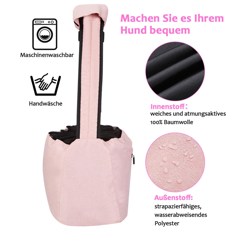 Ownpets Pet Sling Carrier, Fits 6.5 to 9kg Medium Dog/Cat Sling Carrier Reversible and Hands-Free Dog Bag with Adjustable Strap and Pocket Shoulder Pad for Outdoor Travel Hiking, Pink