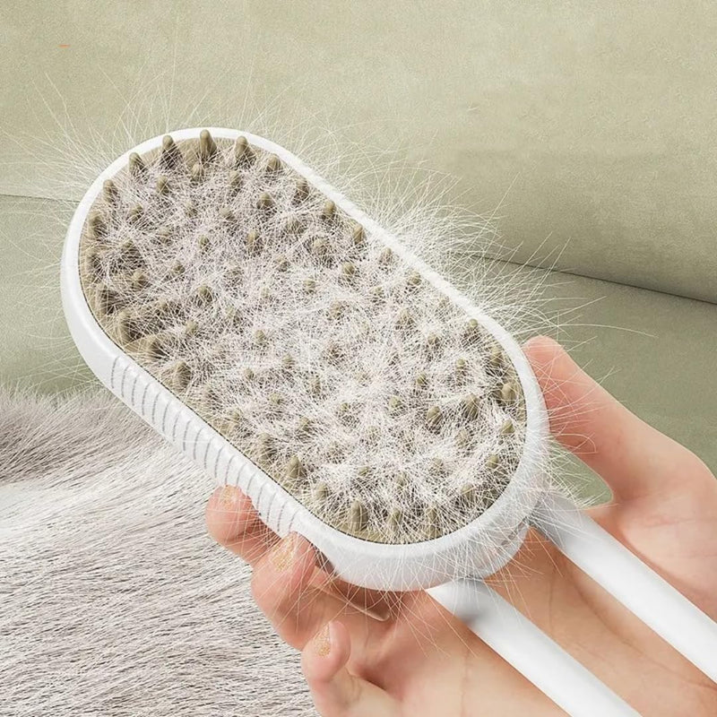 Cat Steam Brush,Rechargeable with Handle,Self-Cleaning Grooming Tool,for Cats and Dogs,3 In1 Cat Steamy Brush, Multifunctional Hair Comb for Removing Tangled and Loose Hair (white) white - PawsPlanet Australia
