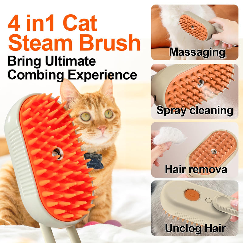 4-in-1 Steam Brush for Dogs & Cats - Pet Grooming Brush with Steam, Deshedding, Bath Spray & Massage, Professional Grooming Tool for Indoor Cats and Long/Short Hair Pets (green) green - PawsPlanet Australia