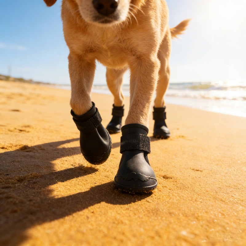 Yctze 4pcs Silicone Protective Dog Boots, Antislip Snow Shoes for Small Dogs, Ideal for French, Cute Pet Rain Wellies (L Black) L black - PawsPlanet Australia