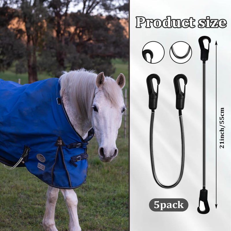 5 Pack Horse Blanket Straps Adjustable Elastic Tail Strap, Stretch Horse Rug Tail Strap with Double Ended Clips - PawsPlanet Australia
