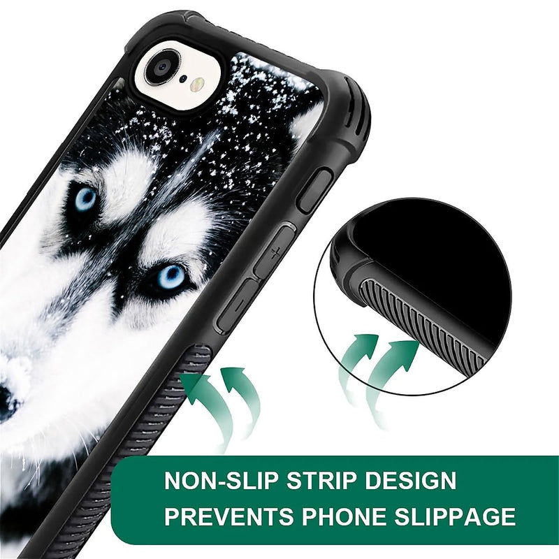 CARLOCA Compatible with iPhone 16e Case, Design for Girl Shockproof Anti-Scratch Hard PC Back Case Fashion Pattern Husky Dog Muzzle Blue Eye - PawsPlanet Australia