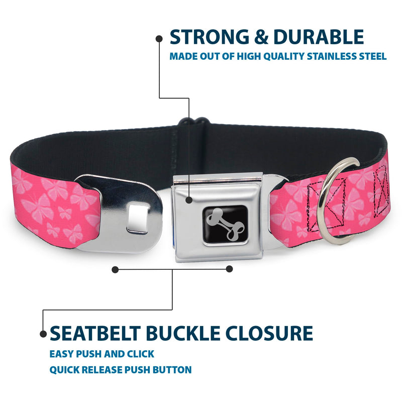 Dog Collar Seatbelt Buckle Butterflies Pink 11 to 17 Inches 1.0 Inch Wide M - Fits 11-17" - 1.0" Wide - PawsPlanet Australia