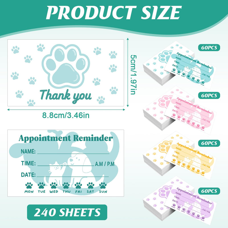 Pet Grooming Appointment Reminder Card,240Pcs Paw Prints Appointment Business Cards Groomings Report Card for Pet Care Dog Spa Client Reminder Vet Office - PawsPlanet Australia