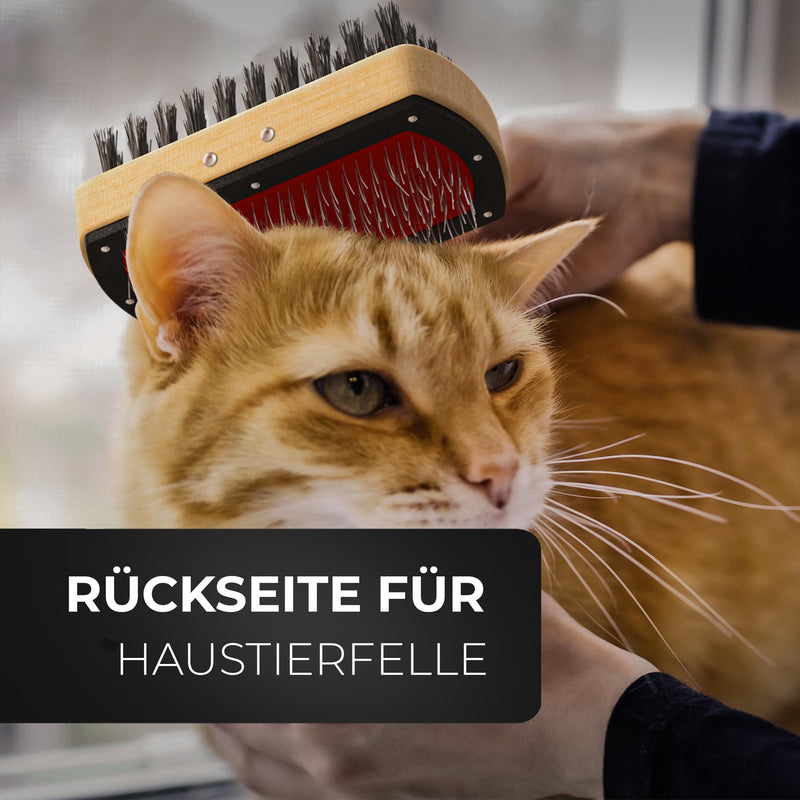 Naturasan – Heavy Duty Sheepskin & Lambskin Rug Brush for Wool and Pet Hair – Double-Sided Wooden Grooming Brush – Ideal for Rugs Dogs Cats Fleece Care - PawsPlanet Australia