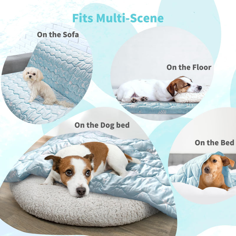 NWK Dog Cooling Blanket, Q-Max>0.345, Ice Silk Cool to Touch Material, Bed Cover, Furniture Protector Couch Sofa for Summer, Anxiety Relief-Machine Washable (Ocean Blue, 40'' X 60'') Ocean Blue 40*60 - PawsPlanet Australia