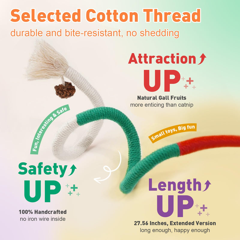 Sisal Rope Cat Toys, 6 Pcs Cat Chew Toy for Teeth Cleaning, 27.56 Inches Big Catnip Rope Toys for Indoor Cats, Interactive Cat Nip Teething Toys, Safe Chew Cat Toys (6 Bags of Catnip Included) - PawsPlanet Australia