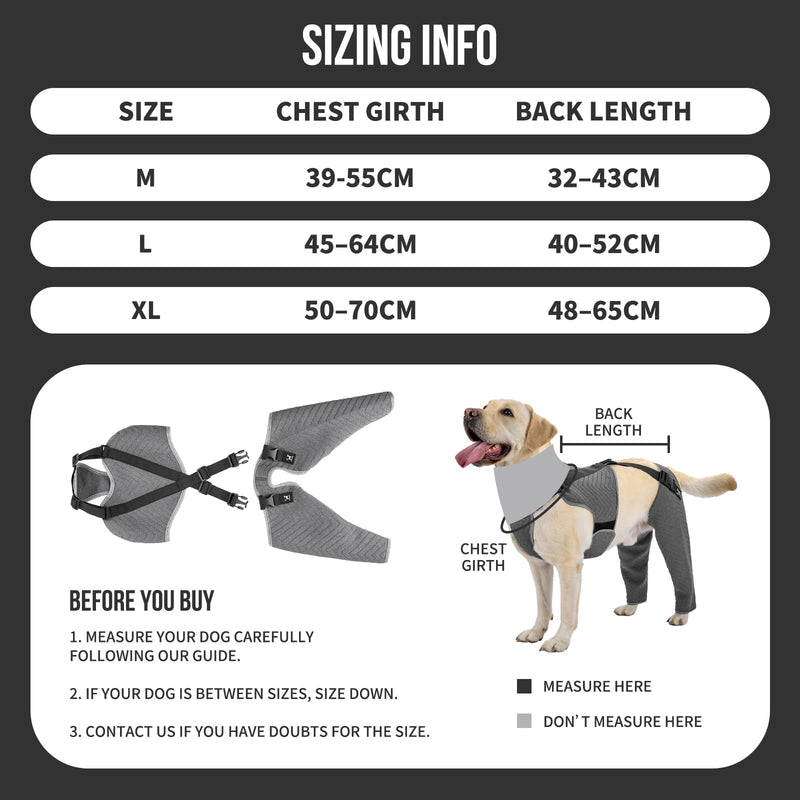 Arblina Hind Leg Sleeves for Post-operation Recovery, Upgraded Anti-Slip Dog Surgery Recovery Suit, Adjustable Dog Full Body Surgery Suit for Medium & Large Dogs, M