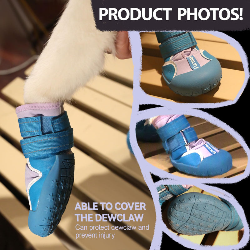 Dog Shoes for Large Small Medium Dogs,Dog Booties for Indoor Hardfloors Anti-Slip,Reflective Strip Waterproof Dog Boots & Paw Protectors for Outdoor Walking Hot Pavement,Winter Snow (Purple-4) Purple #4: 2.2"x2.6"(W*L) for 31-40lbs