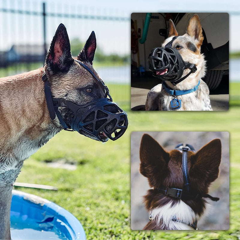 Mayerzon Dog Muzzle, Breathable Basket Muzzles for Small, Medium, Large and X-Large Dogs, Stop Biting, Barking and Chewing, Best for Aggressive Dogs (Medium, Black)