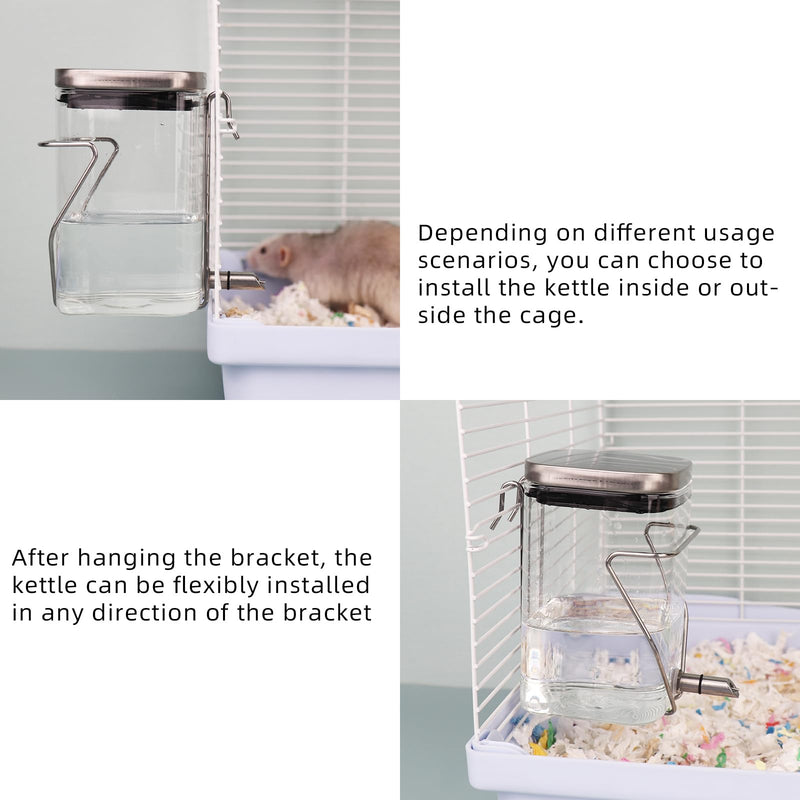 Rabbit Water Bottle, Guinea Pig No Drip Glass Water Dispenser Hanging on The Cage, Suitable for Ferrets, Hamsters, Guinea Pigs, Rats, Chinchillas - PawsPlanet Australia