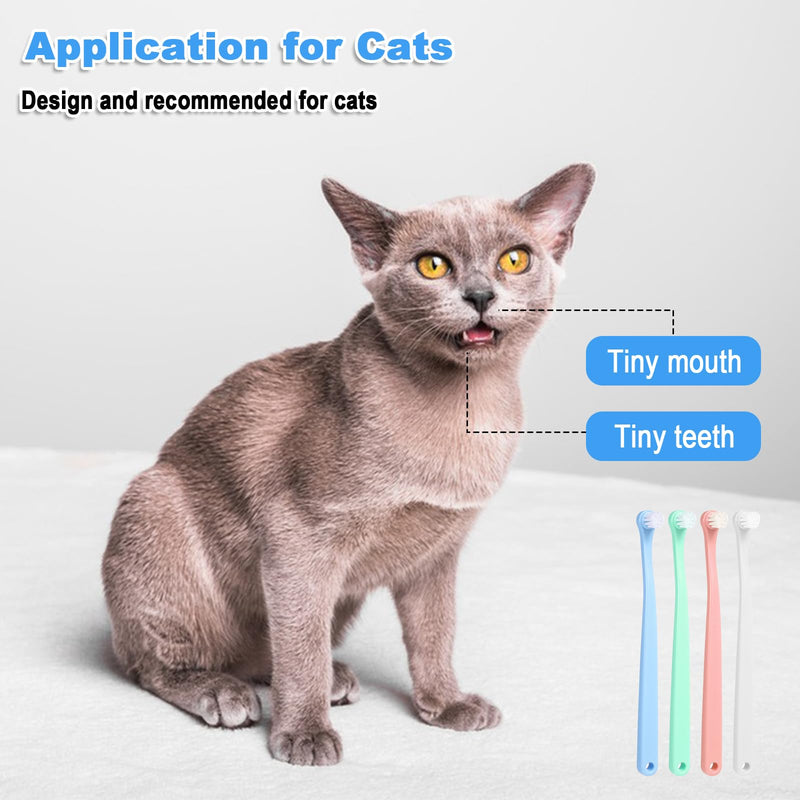 8Pcs Cat Toothbrush, Small Dog & Cat Teeth Cleaning, Soft Bristle Puppy Tooth Brush, Kitten Tooth Brushing Kit, Dental Care Supplies for Tiny Puppy Kitty Reduce Tartar Formation & Bad Breath - PawsPlanet Australia